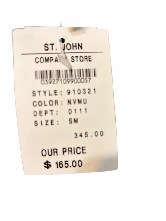 St. John Black Knit Top with Red, Lime and Aqua Stripes - Picture 7 of 8